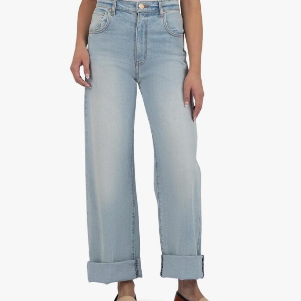 KUT from the Kloth Women's Gwen High-Rise Wide Leg Roll-up 5 Pockets